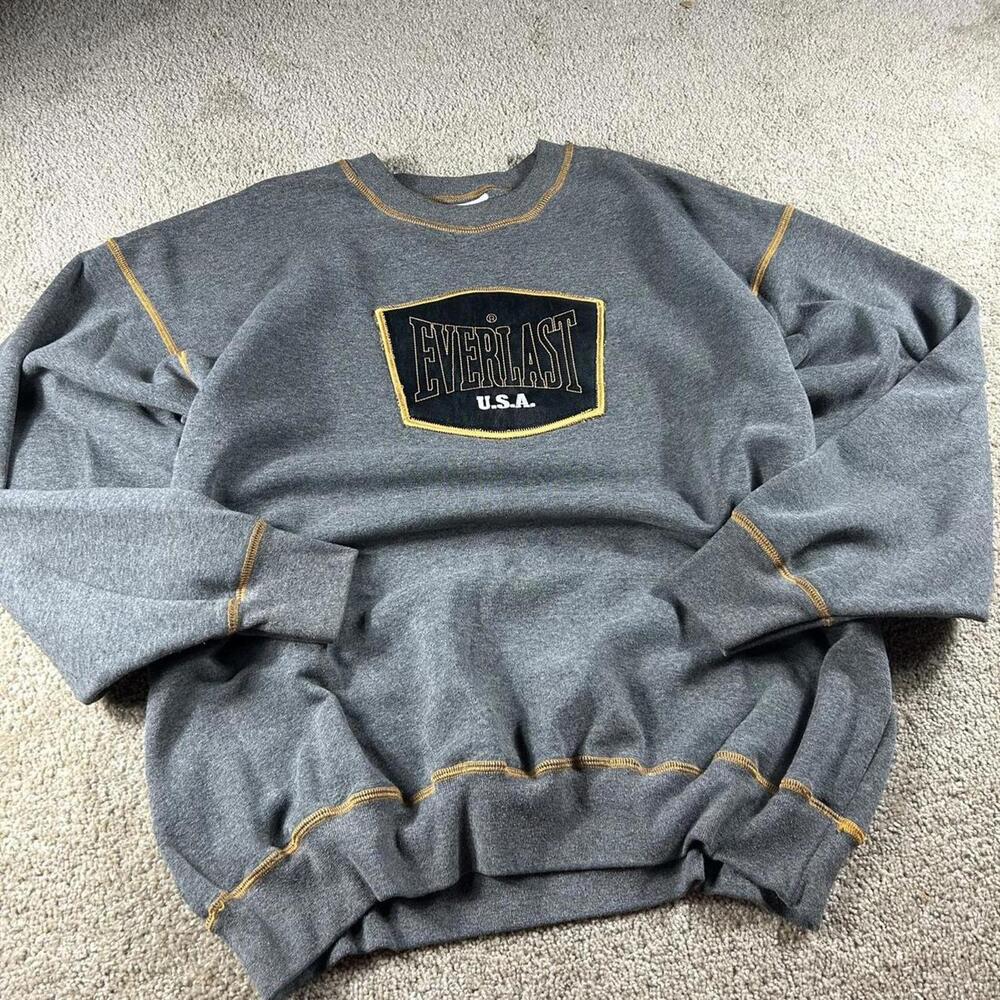Vintage Everlast MMA Y2k Embroidered Stitched Sweatshirt Cozy Grunge Crewneck XL